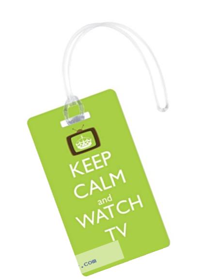 Rikki Knight Keep Calm and Watch TV Design Flexi Luggage Tags, White