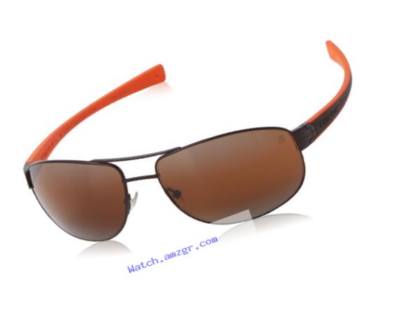 Tag Heuer Lrs252708 Rectangular Sunglasses,Matte Brown & Orange,63 mm