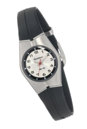 Armitron Sport Unisex 25-6355SIL Black and Silver-Tone Easy to Read Watch