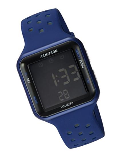 Armitron Sport Unisex 40/8417BLU Grey Accented Digital Chronograph Blue Perforated Silicone Strap Watch