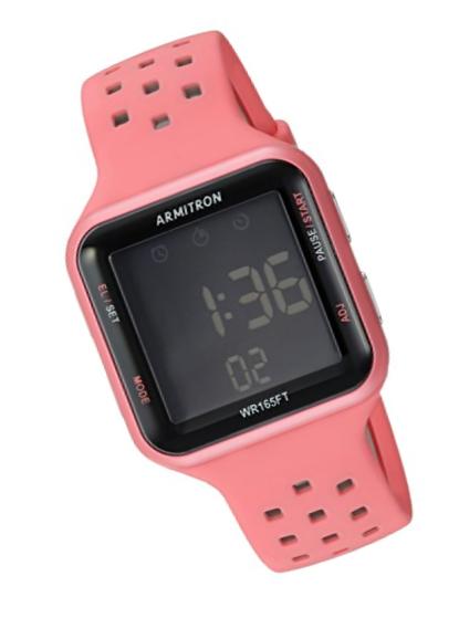 Armitron Sport Unisex 40/8417PNK Grey Accented Digital Chronograph Pink Perforated Silicone Strap Watch