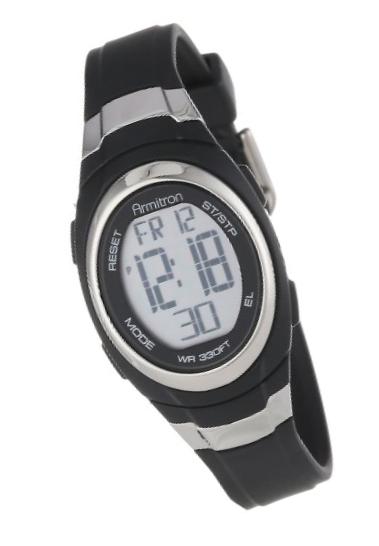 Armitron Sport Unisex 45/7034BLK Stainless Steel Accented Black Resin Strap Chronograph Digital Watch