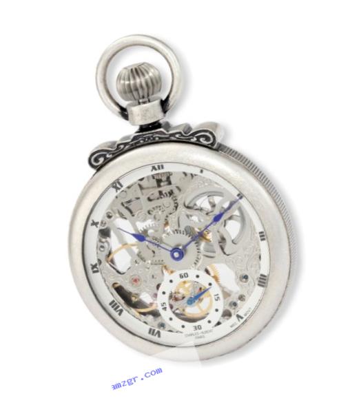 Charles-Hubert, Paris 3869-S Classic Collection Antiqued Finish Open Face Mechanical Pocket Watch