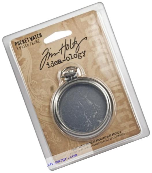 Pocket Watch by Tim Holtz Idea-ology, 1 Piece, 2-1/2 Inches, Metal and Plastic, Antique Nickel Finish, TH92910