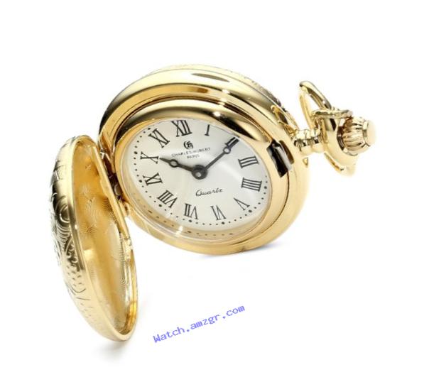 Charles-Hubert, Paris 6818 Classic Collection Gold-Plated Brass Quartz Pendant Pocket Watch