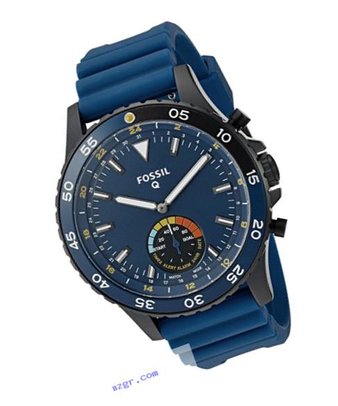 Fossil Hybrid Smartwatch Crewmaster Stainless Steel and Silicone, Black Blue FTW1125